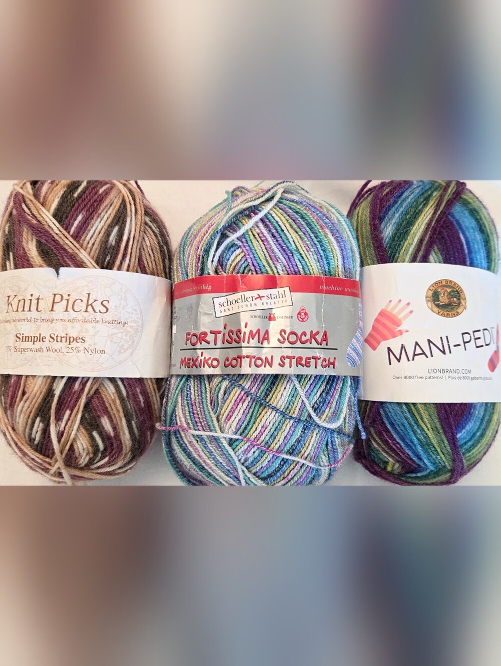 Yarn Destash Lot 3 Skeins SOCK Mixed Brands Kint Picks Schoeller Lion Knitting